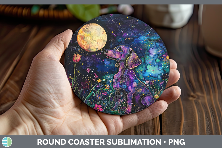 Galaxy Dachshund Round Coaster Sublimation Coaster Designs