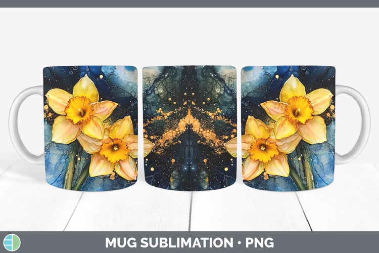 Galaxy Daffodil Mug Wrap Sublimation Coffee Cup Designs