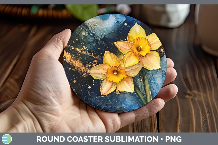 Galaxy Daffodil Round Coaster Sublimation Coaster Designs