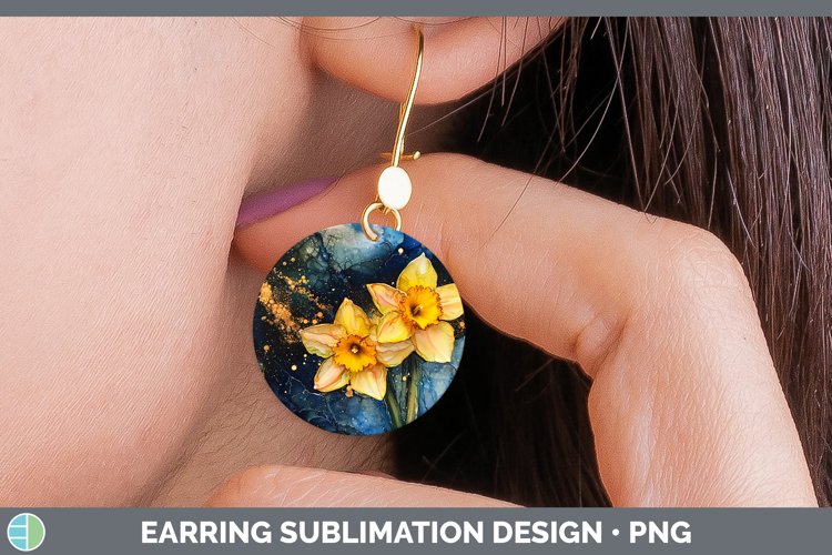 Galaxy Daffodil Round Earrings Sublimation Earrings Designs