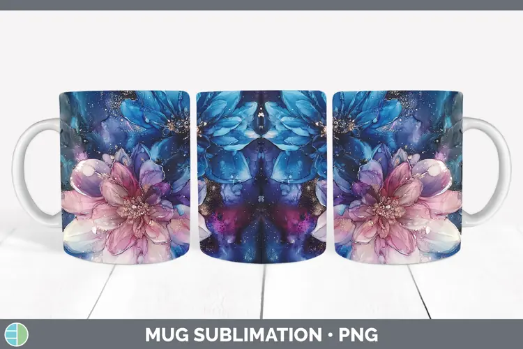 Galaxy Dahlia Mug Wrap Sublimation Coffee Cup Designs