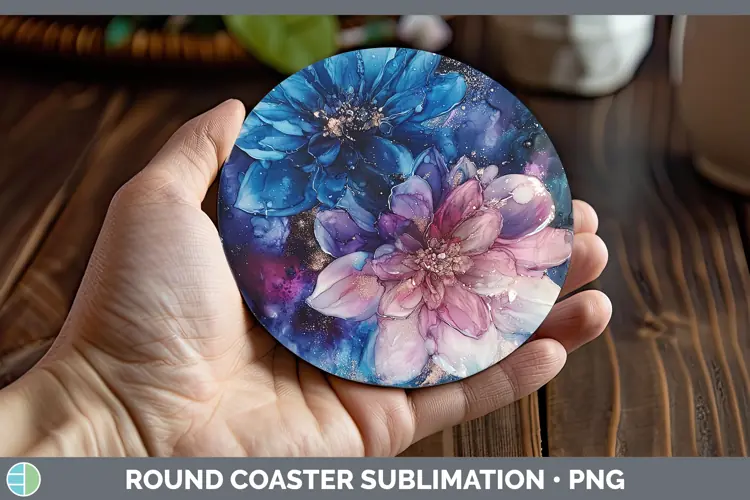 Galaxy Dahlia Round Coaster Sublimation Coaster Designs