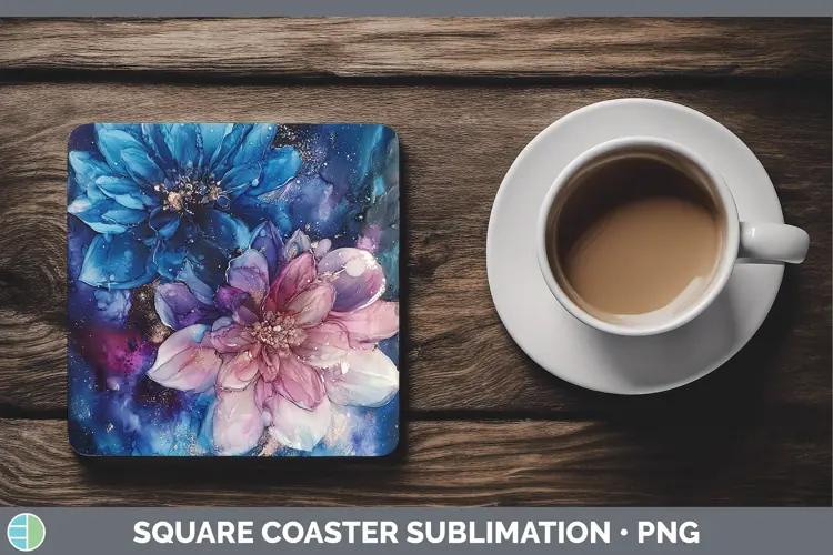 Galaxy Dahlia Square Coaster Sublimation Coaster Designs