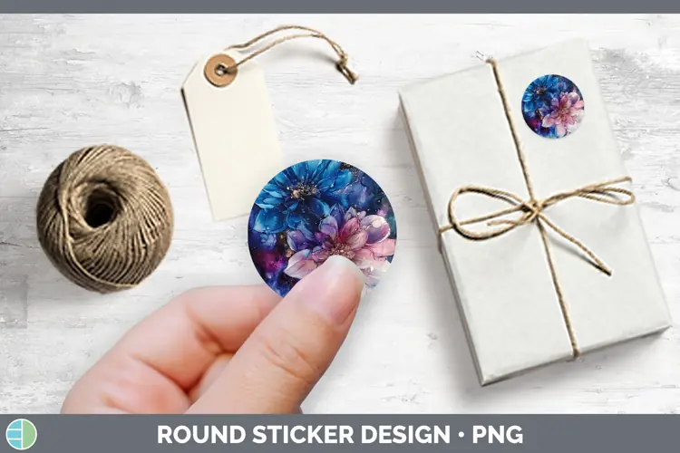 Galaxy Dahlia Stickers | Round Labels Designs