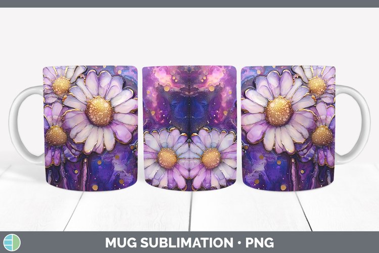 Galaxy Daisy Mug Wrap Sublimation Coffee Cup Designs