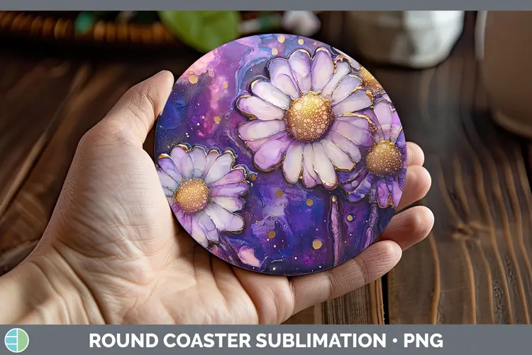Galaxy Daisy Round Coaster Sublimation Coaster Designs