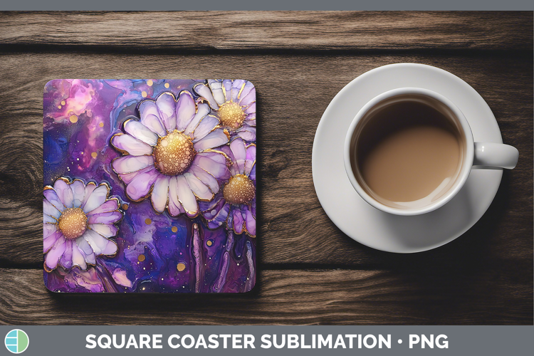 Galaxy Daisy Square Coaster Sublimation Coaster Designs