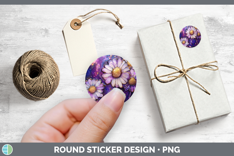 Galaxy Daisy Stickers | Round Labels Designs