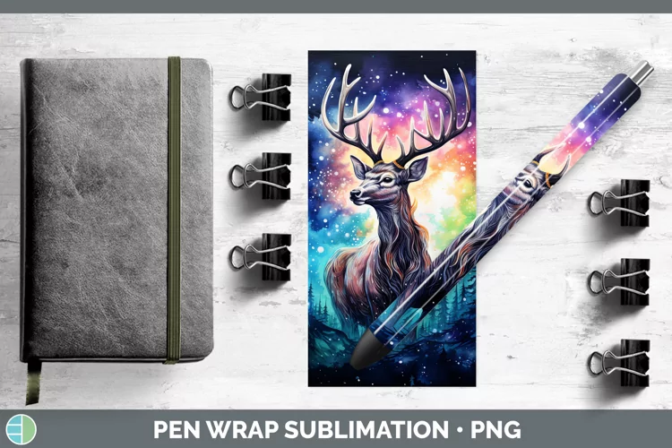 Galaxy Deer Pen Wrap Sublimation Epoxy Pen Designs