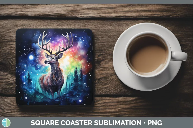 Galaxy Deer Square Coaster Sublimation Coaster Designs