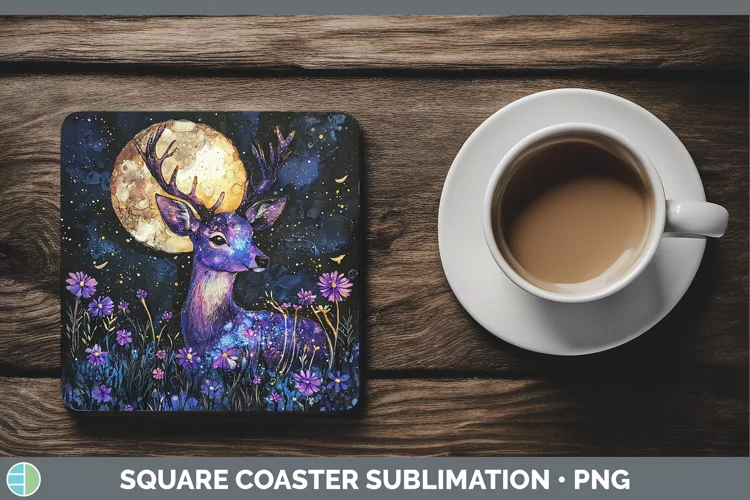 Galaxy Deer Square Coaster Sublimation Coaster Designs