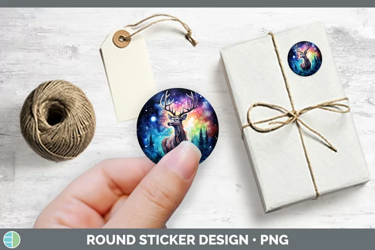 Galaxy Deer Stickers | Round Labels Designs