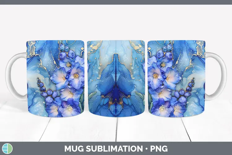 Galaxy Delphinium Mug Wrap Sublimation Coffee Cup Designs