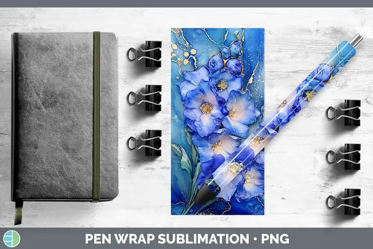 Galaxy Delphinium Pen Wrap Sublimation Pen Designs