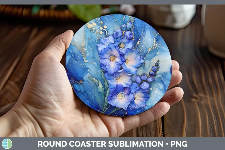 Galaxy Delphinium Round Coaster Sublimation Coaster Designs