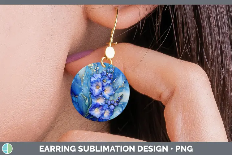Galaxy Delphinium Round Earrings Sublimation Earrings Design
