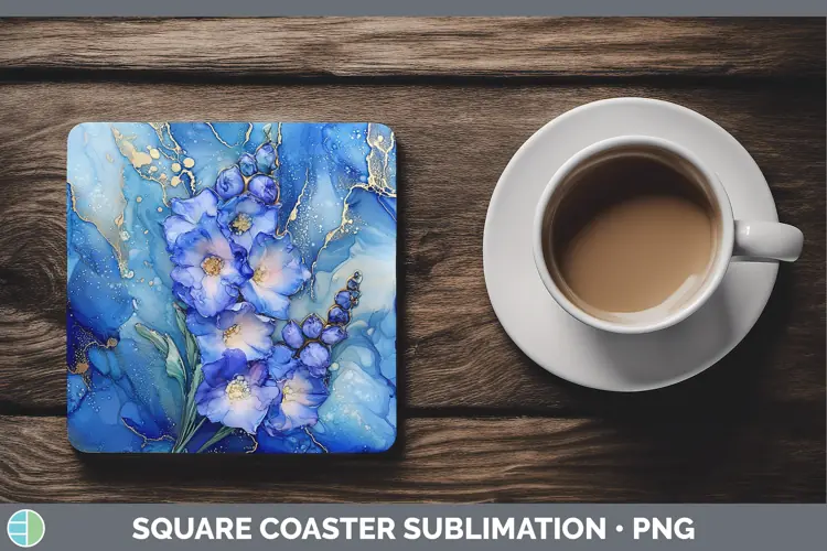 Galaxy Delphinium Square Coaster Sublimation Coaster Designs