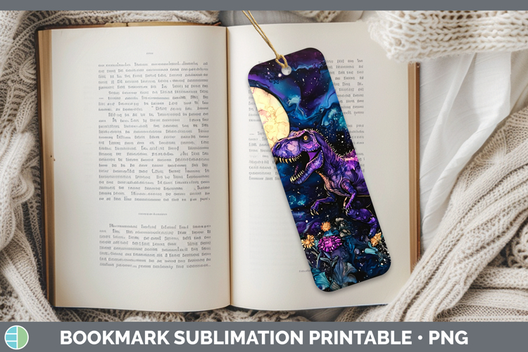 Galaxy Dinosaur Bookmark Sublimation Printable Designs