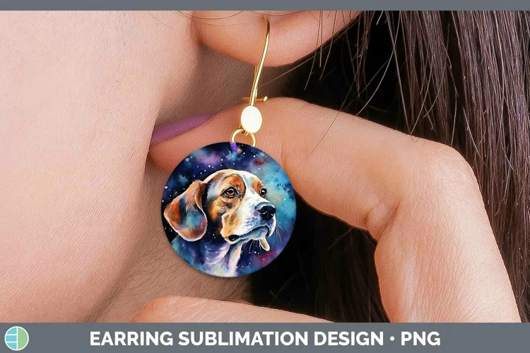 Galaxy Dog Beagle Round Earrings Sublimation Earrings Design