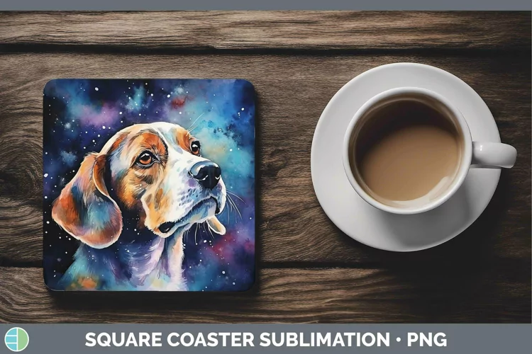 Galaxy Dog Beagle Square Coaster Sublimation Coaster Designs