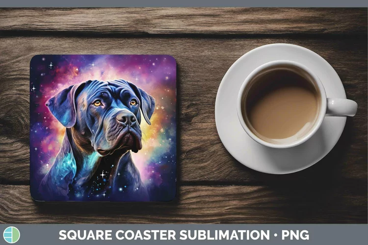 Galaxy Dog Cane Corso Square Coaster Sublimation Coaster Des