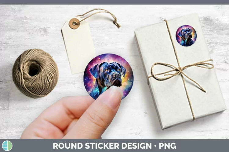 Galaxy Dog Cane Corso Stickers | Round Labels Designs
