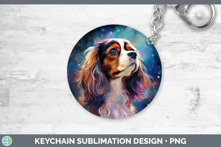 Galaxy Dog Cavalier King Charles Spaniel Keychain Sublimatio