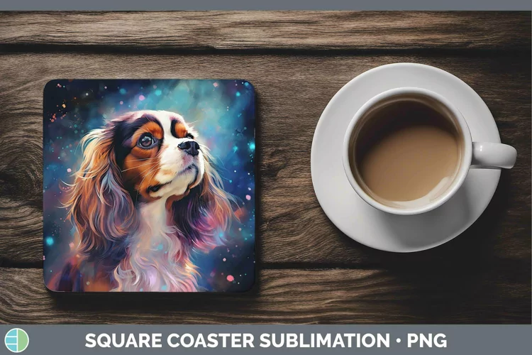 Galaxy Dog Cavalier King Charles Spaniel Square Coaster Subl