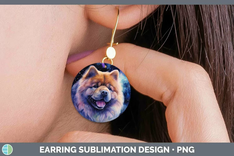 Galaxy Dog Chow Chow Round Earrings Sublimation Earrings Des