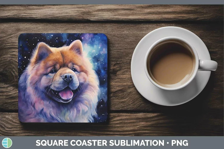 Galaxy Dog Chow Chow Square Coaster Sublimation Coaster Desi