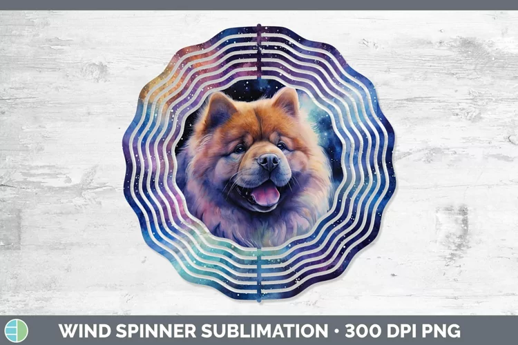 Galaxy Dog Chow Chow Wind Spinner Sublimation Spinner Design