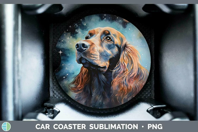 Galaxy Dog Cocker Spaniel Car Coaster Sublimation Coaster De
