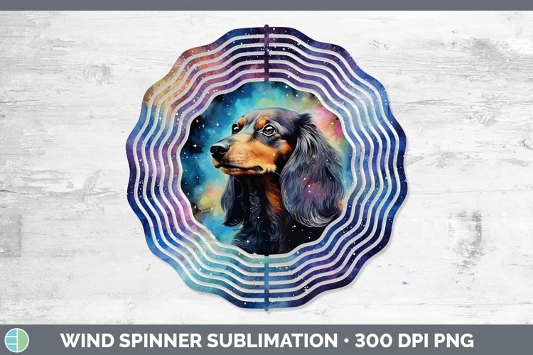 Galaxy Dog Dachshund Wind Spinner Sublimation Spinner Design