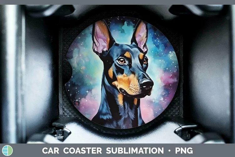 Galaxy Dog Doberman Pinscher Car Coaster Sublimation Coaster