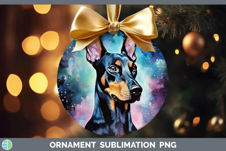 Galaxy Dog Doberman Pinscher Ornament Sublimation Bauble Des