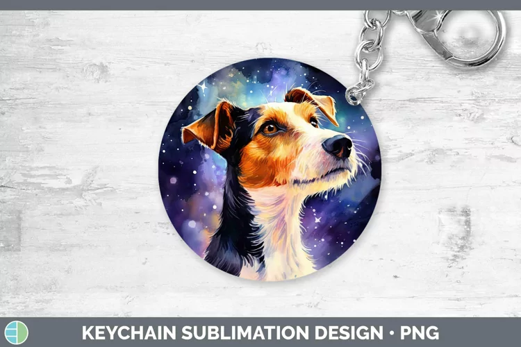 Galaxy Dog Fox Terrier Dog Keychain Sublimation Keyring Desi