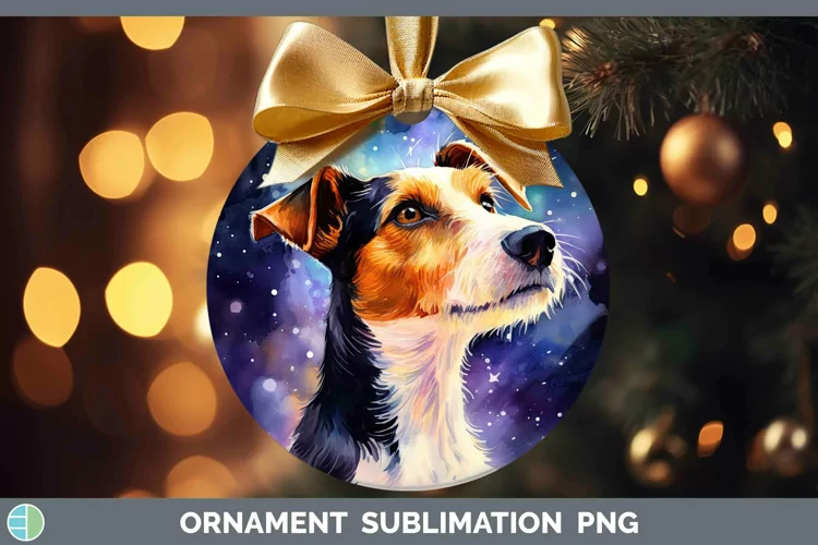 Galaxy Dog Fox Terrier Dog Ornament Sublimation Bauble Desig