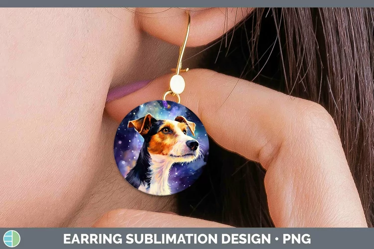 Galaxy Dog Fox Terrier Dog Round Earrings Sublimation Earrin