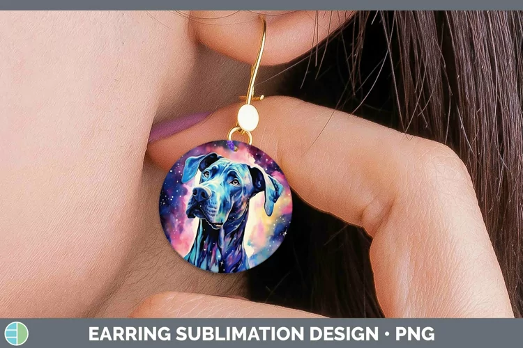 Galaxy Dog Great Dane Round Earrings Sublimation Earrings De