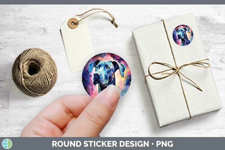 Galaxy Dog Great Dane Stickers | Round Labels Designs
