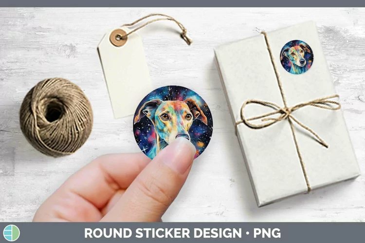 Galaxy Dog Greyhound Stickers | Round Labels Designs