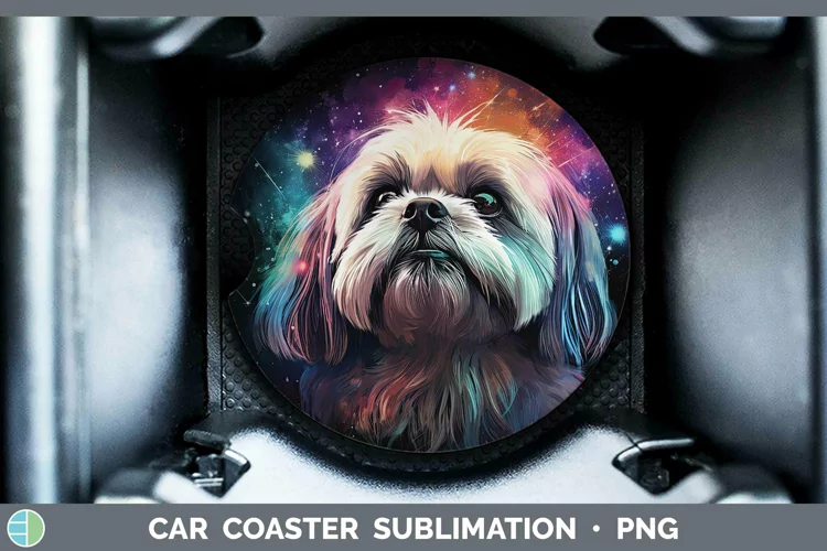 Galaxy Dog Lhasa Apso Car Coaster Sublimation Coaster Design