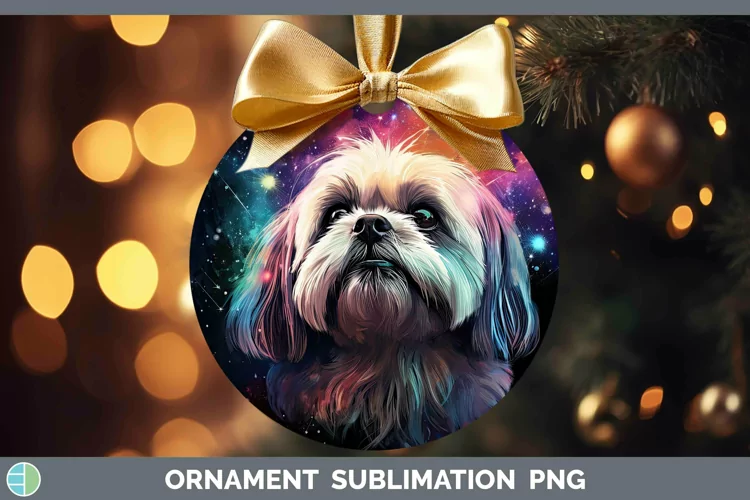 Galaxy Dog Lhasa Apso Ornament Sublimation Bauble Designs