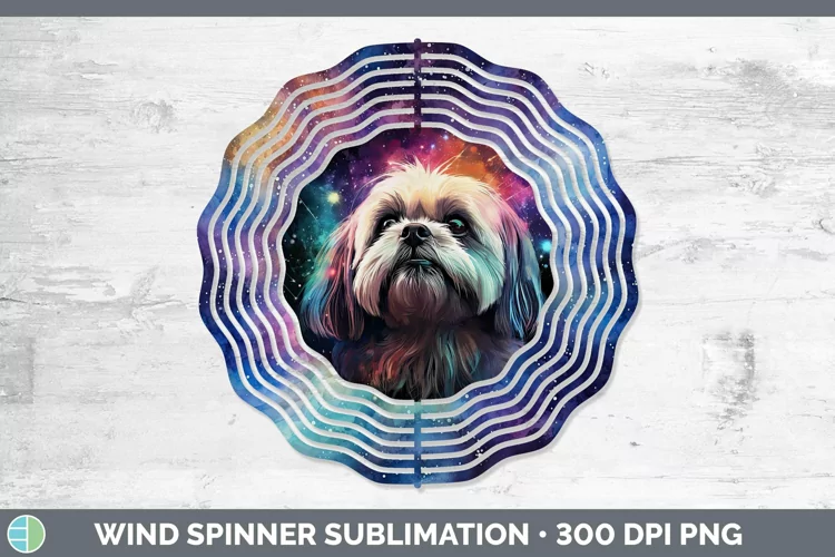 Galaxy Dog Lhasa Apso Wind Spinner Sublimation Spinner Desig