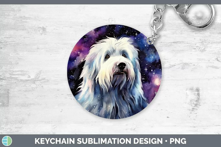 Galaxy Dog Old English Sheepdog Keychain Sublimation Keyring