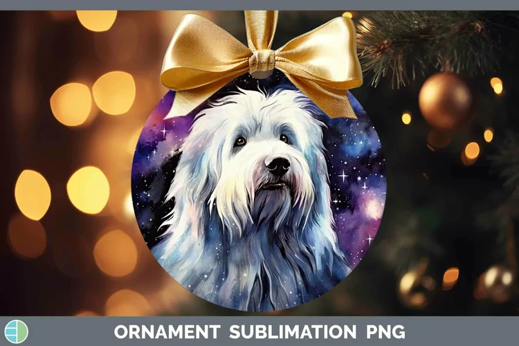 Galaxy Dog Old English Sheepdog Ornament Sublimation Bauble