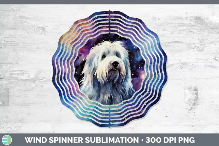 Galaxy Dog Old English Sheepdog Wind Spinner Sublimation Spi