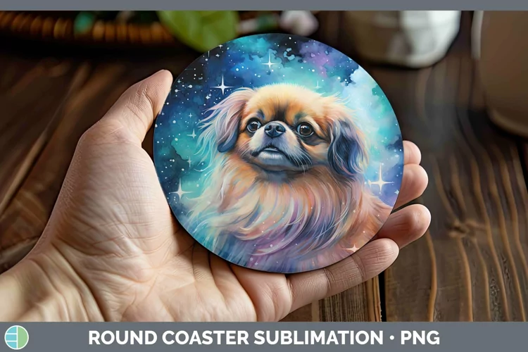 Galaxy Dog Pekingese Round Coaster Sublimation Coaster Desig