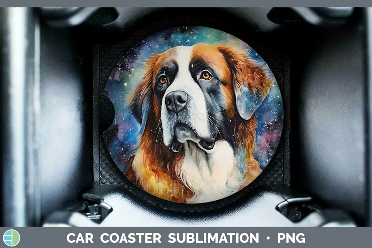 Galaxy Dog Saint Bernard Car Coaster Sublimation Coaster Des