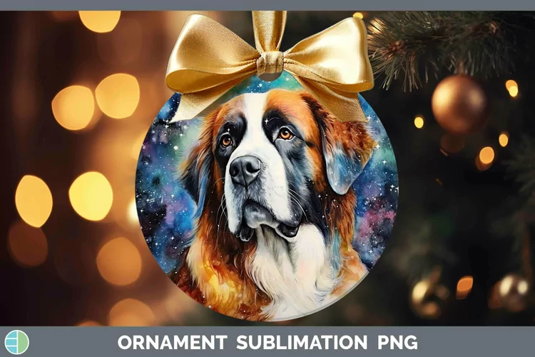 Galaxy Dog Saint Bernard Ornament Sublimation Bauble Designs